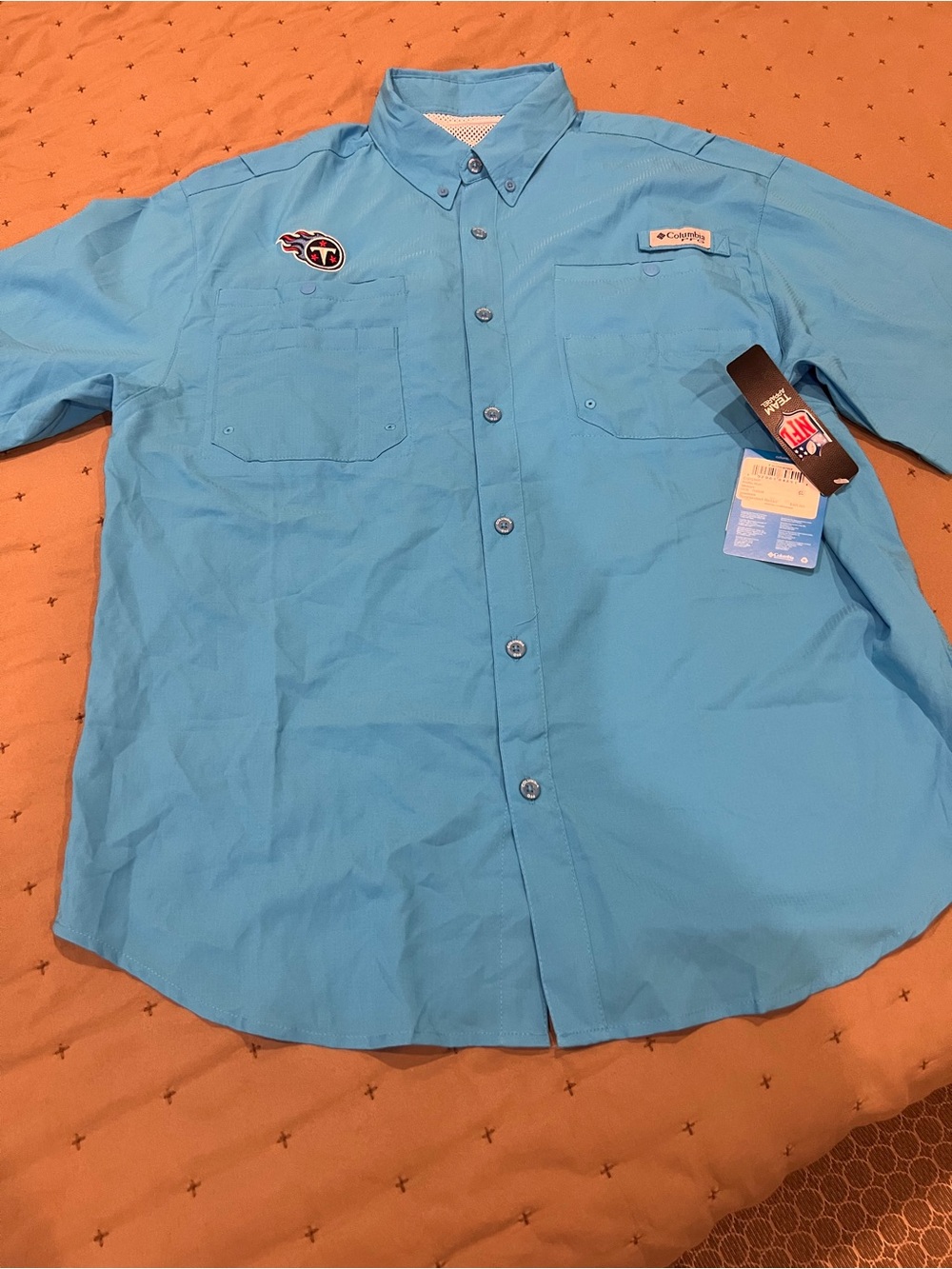 Columbia Men’s Button-Down Fishing Shirt - Bright Blue
